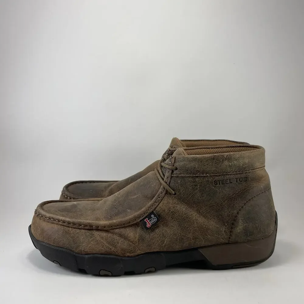 Justin Boots 235 Steel Toe Work Boots Brown Cappie Casual Mens Size 9.5 Chukka